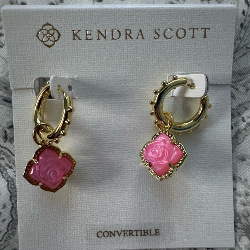 Kendra Scott Gold and Pink Mallory Huggie Earrings